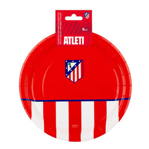 Large plate stripes and crest red background 23 cm 8 pieces